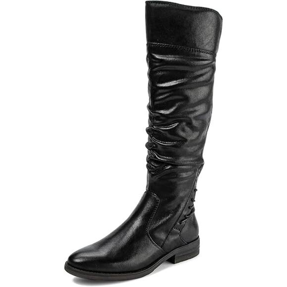 NIB Baretraps Averil Riding Boots Women's Size 9.5 M Dark Grey Side Zipper Laces - Picture 1 of 11